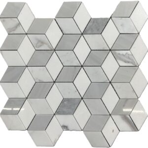 MG6019 ALPS 3D Cube polish Marble Mosaic 12x12